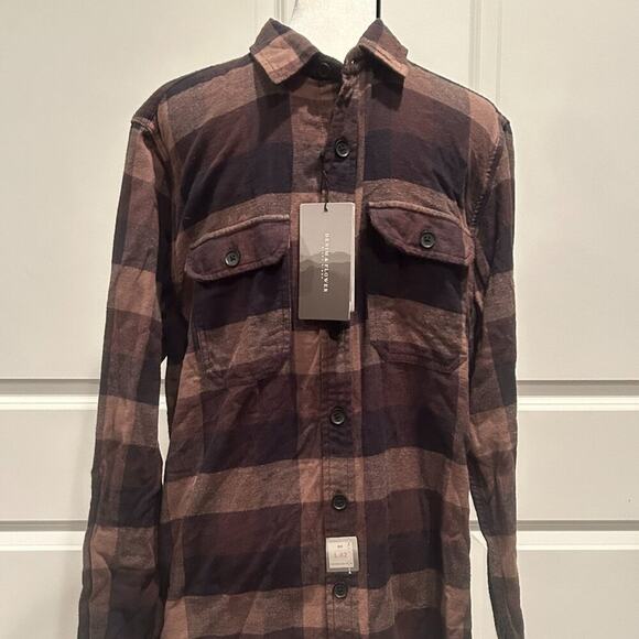 Men's Denim & Flower Long Sleeve Button Down Flannel, Size Large - NWT - Picture 1 of 6
